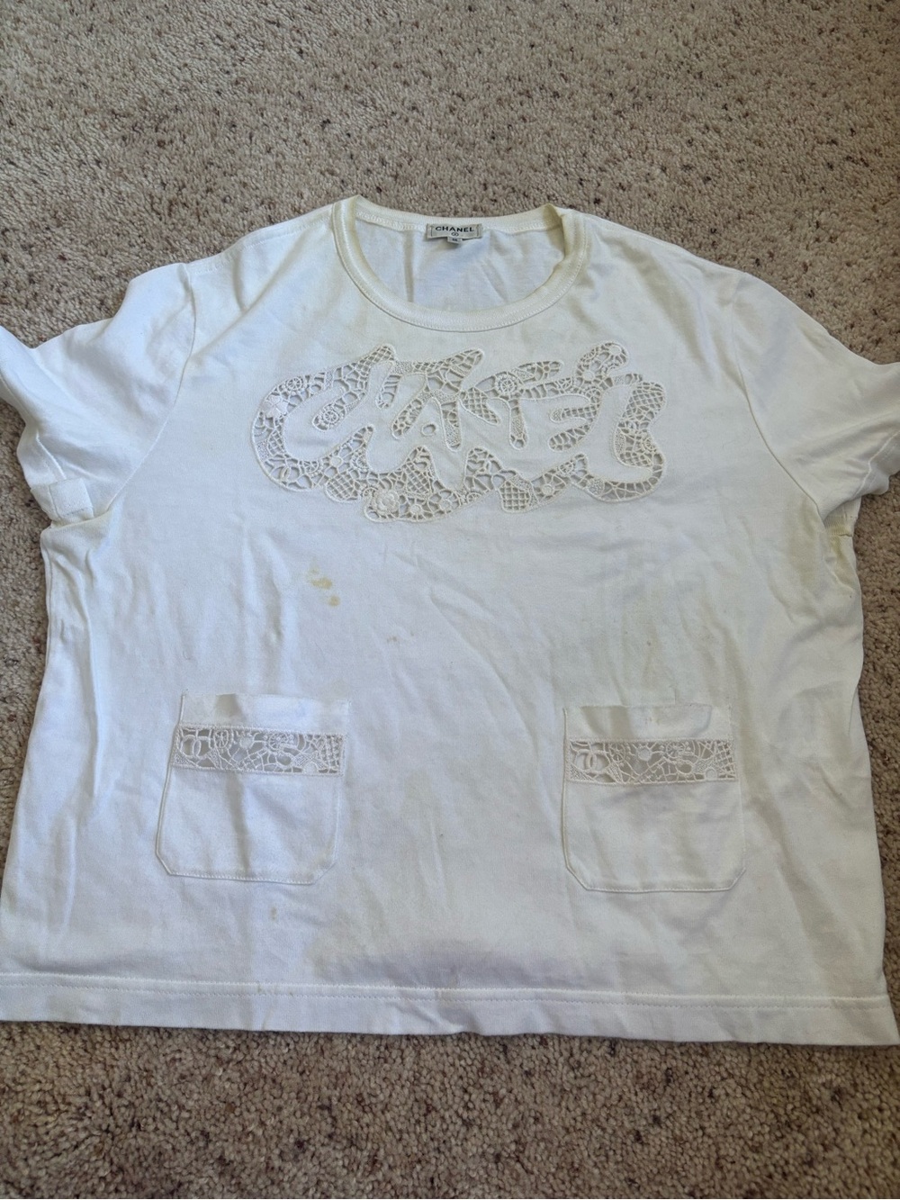 CHANEL White Lace T-Shirt